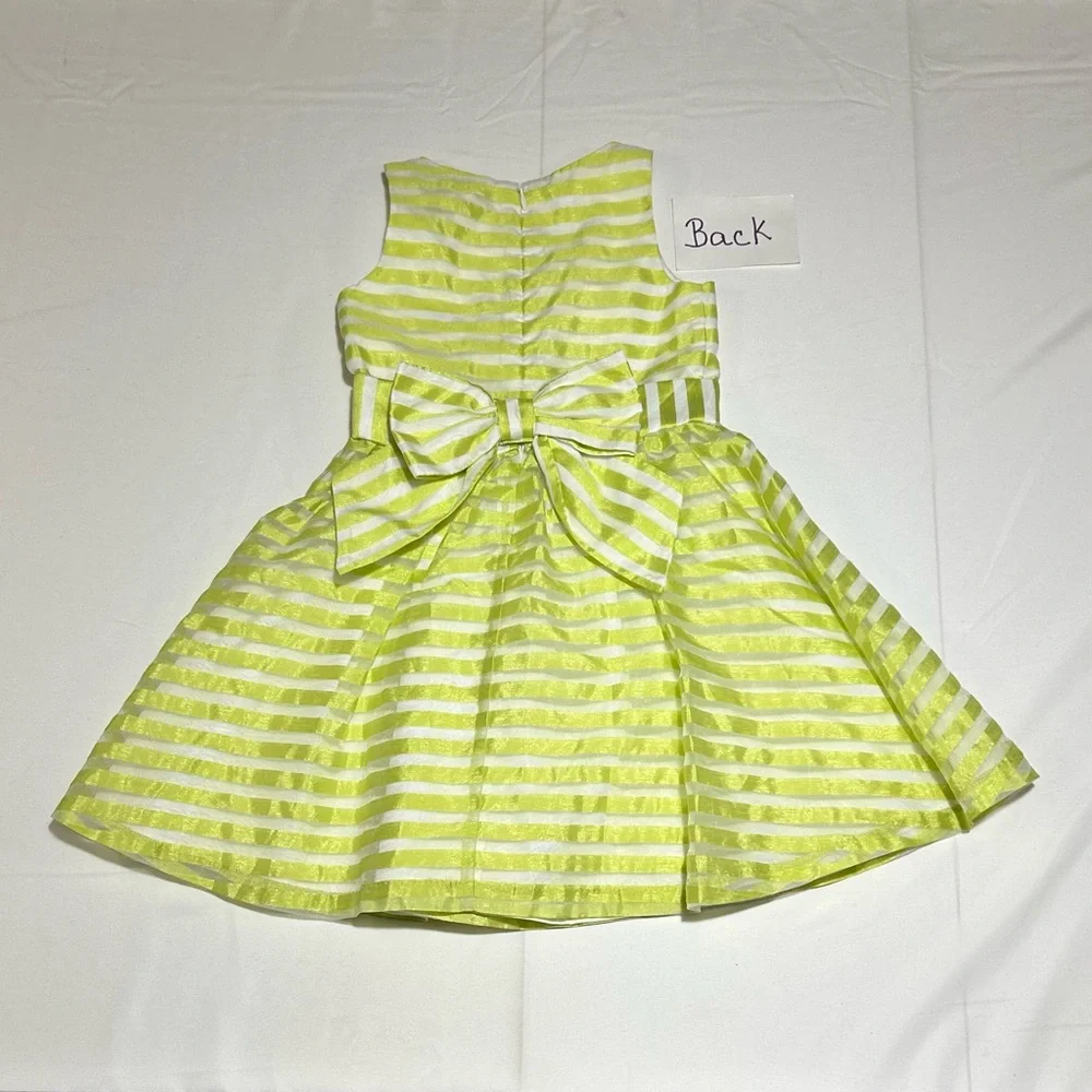 Gymboree Girls 4 Green White Striped Organza Dress Twirl Party Spring Easter